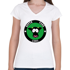 PRINTFASHION south park cows - Női V-nyakú póló - Fehér női póló