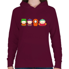 PRINTFASHION South Park - Női kapucnis pulóver - Bordó női pulóver, kardigán