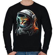 PRINTFASHION Space Cat - Férfi pulóver - Fekete férfi pulóver, kardigán