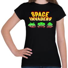 PRINTFASHION Space Invaders - Női póló - Fekete női póló
