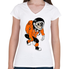 PRINTFASHION Space Skate Monkey - Női V-nyakú póló - Fehér női póló