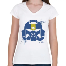 PRINTFASHION Space Wolves helmet - Női V-nyakú póló - Fehér