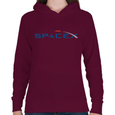 PRINTFASHION SpaceX - Tesla Roadster - Női kapucnis pulóver - Bordó női pulóver, kardigán