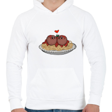 PRINTFASHION Spagetti szerelem - Férfi kapucnis pulóver - Fehér