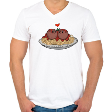 PRINTFASHION Spagetti szerelem - Férfi V-nyakú póló - Fehér