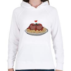 PRINTFASHION Spagetti szerelem - Női kapucnis pulóver - Fehér