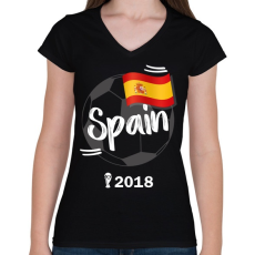 PRINTFASHION Spanyolország - Női V-nyakú póló - Fekete