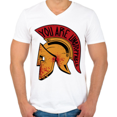 PRINTFASHION Spártai sisak - Férfi V-nyakú póló - Fehér