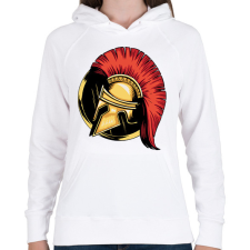 PRINTFASHION Spártai sisak - Női kapucnis pulóver - Fehér női pulóver, kardigán