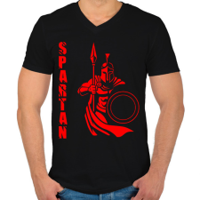 PRINTFASHION spartan - Férfi V-nyakú póló - Fekete férfi póló