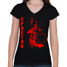 PRINTFASHION spartan - Női V-nyakú póló - Fekete női póló