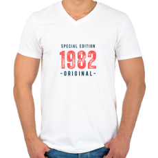 PRINTFASHION Special edition 1982 original - Férfi V-nyakú póló - Fehér
