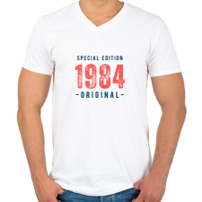 PRINTFASHION Special edition 1984 original - Férfi V-nyakú póló - Fehér férfi póló