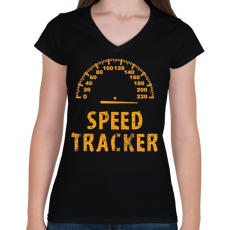 PRINTFASHION speed tracker - Női V-nyakú póló - Fekete