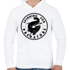 PRINTFASHION SpinningForPredators - Férfi kapucnis pulóver - Fehér férfi pulóver, kardigán