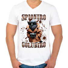 PRINTFASHION Spionero Golubiro - Férfi V-nyakú póló - Fehér férfi póló