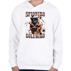 PRINTFASHION Spionero Golubiro - Gyerek kapucnis pulóver - Fehér