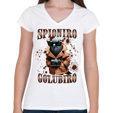 PRINTFASHION Spionero Golubiro - Női V-nyakú póló - Fehér női póló