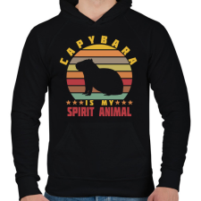 PRINTFASHION Spirit animal - Capybara - Férfi kapucnis pulóver - Fekete férfi pulóver, kardigán