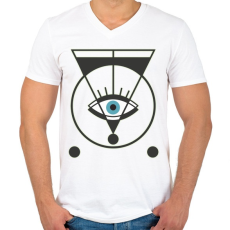 PRINTFASHION Spiritual eye - mindent látó szem - Férfi V-nyakú póló - Fehér