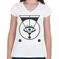 PRINTFASHION Spiritual eye - mindent látó szem - Női V-nyakú póló - Fehér