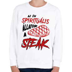 PRINTFASHION Spirituális állat - Steak - Gyerek pulóver - Fehér