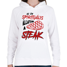 PRINTFASHION Spirituális állat - Steak - Női kapucnis pulóver - Fehér női pulóver, kardigán