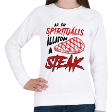 PRINTFASHION Spirituális állat - Steak - Női pulóver - Fehér