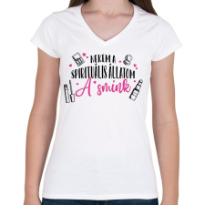 PRINTFASHION Spirituális állatom - Smink - Női V-nyakú póló - Fehér női póló