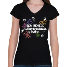 PRINTFASHION Spongyabob Egy mentalbreakdownnal később... - Női V-nyakú póló - Fekete női póló