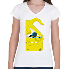 PRINTFASHION spongyabob és patrick páros minta barátoknak - Női V-nyakú póló - Fehér női póló