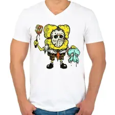 PRINTFASHION Spongyabob Thriller - Férfi V-nyakú póló - Fehér férfi póló