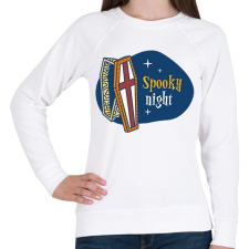 PRINTFASHION Spooky night - Női pulóver - Fehér női pulóver, kardigán