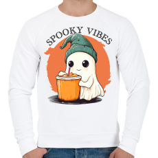 PRINTFASHION Spooky Vibes Cuki Halloween Szellem - Férfi pulóver - Fehér