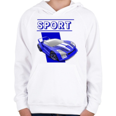 PRINTFASHION Sport autó  - Gyerek kapucnis pulóver - Fehér