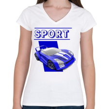 PRINTFASHION Sport autó  - Női V-nyakú póló - Fehér női póló