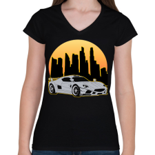 PRINTFASHION Sport autó  - Női V-nyakú póló - Fekete női póló