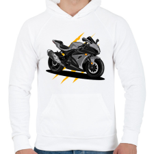 PRINTFASHION Sport motor  - Férfi kapucnis pulóver - Fehér férfi pulóver, kardigán