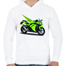 PRINTFASHION Sport motor  - Férfi kapucnis pulóver - Fehér