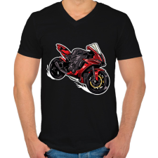 PRINTFASHION Sport motor  - Férfi V-nyakú póló - Fekete férfi póló