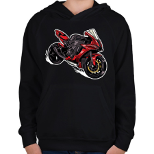 PRINTFASHION Sport motor  - Gyerek kapucnis pulóver - Fekete gyerek pulóver, kardigán