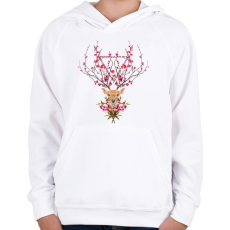 PRINTFASHION Spring deer - Gyerek kapucnis pulóver - Fehér