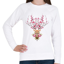 PRINTFASHION Spring deer - Női pulóver - Fehér női pulóver, kardigán