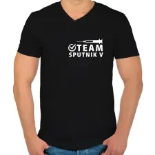 PRINTFASHION Sputnik V Team - Férfi V-nyakú póló - Fekete férfi póló