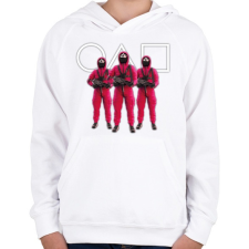 PRINTFASHION Squid game 3 soldiers with white symbols - Gyerek kapucnis pulóver - Fehér gyerek pulóver, kardigán