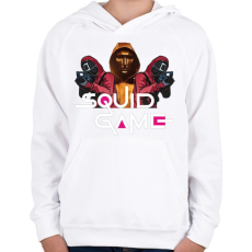 PRINTFASHION Squid game boss and soldiers 2 - Gyerek kapucnis pulóver - Fehér