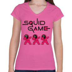 PRINTFASHION Squid Game Dab trio fekete - Női V-nyakú póló - Rózsaszín