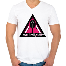 PRINTFASHION Squid Game - Férfi V-nyakú póló - Fehér férfi póló