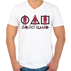 PRINTFASHION Squid Game - Férfi V-nyakú póló - Fehér