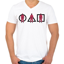 PRINTFASHION Squid Game - Férfi V-nyakú póló - Fehér férfi póló